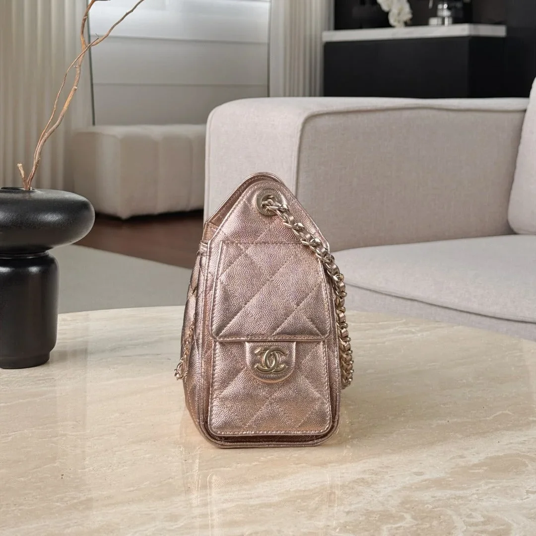 Chanel 25 Bag Mini Rose Gold Caviar Leather product view 3