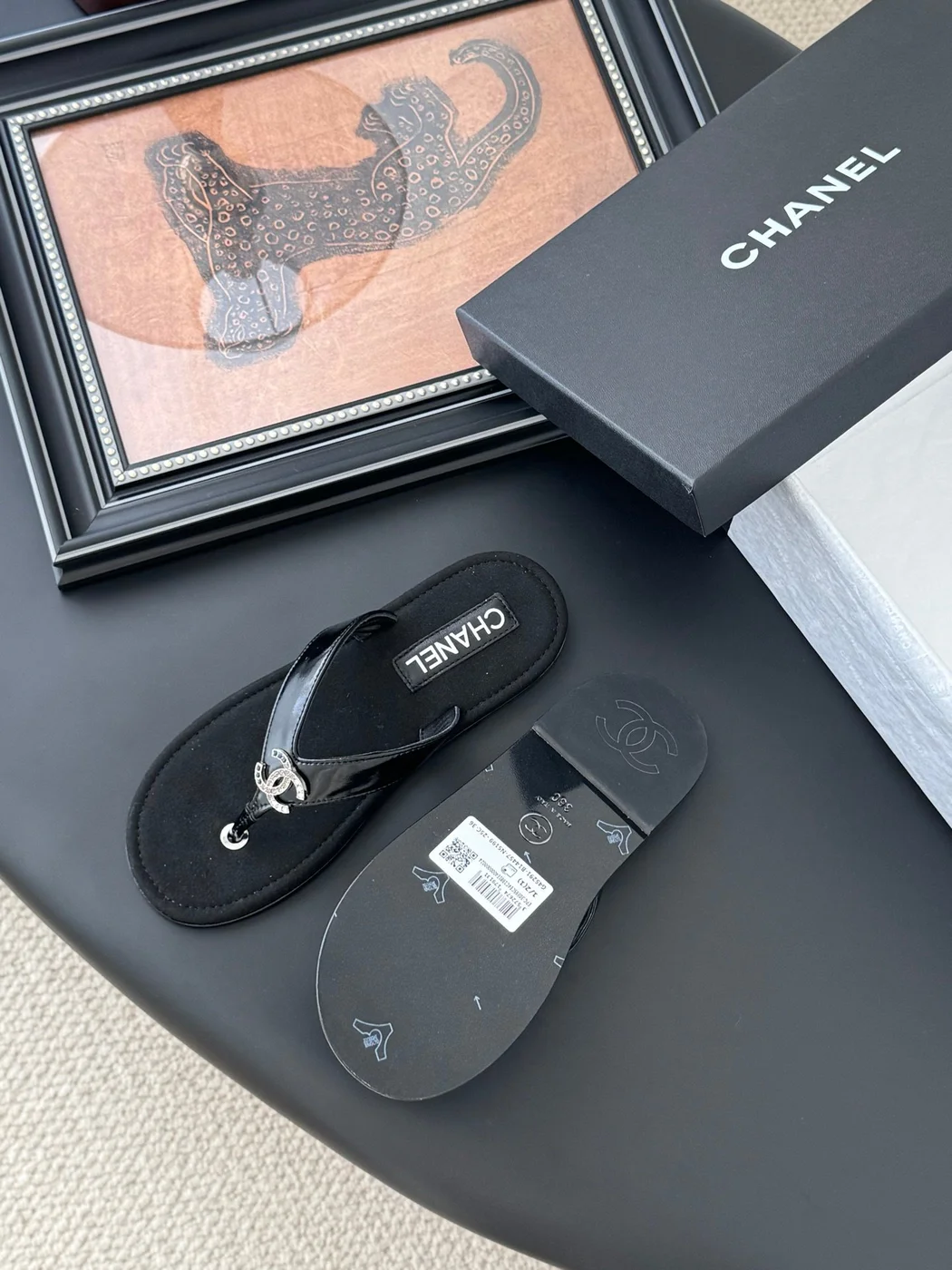 Chanel Women Black Patent Leather Sandals product view 5
