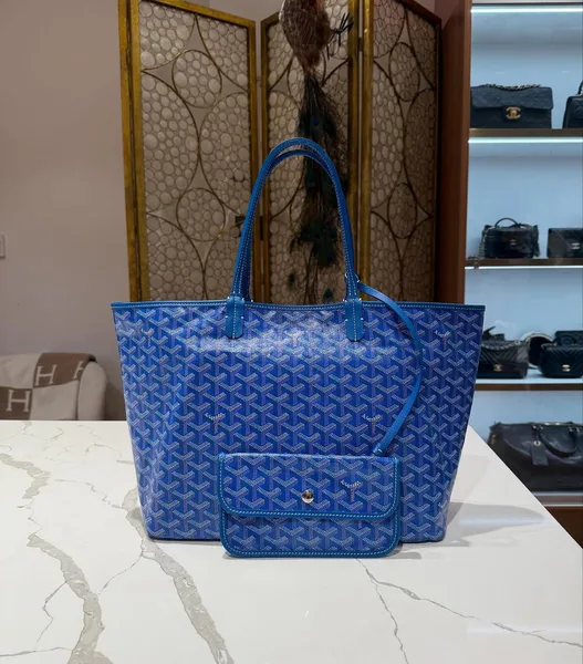 Goyard Anjou PM Reversible Tote Bag in Blue Goyardine product view 1