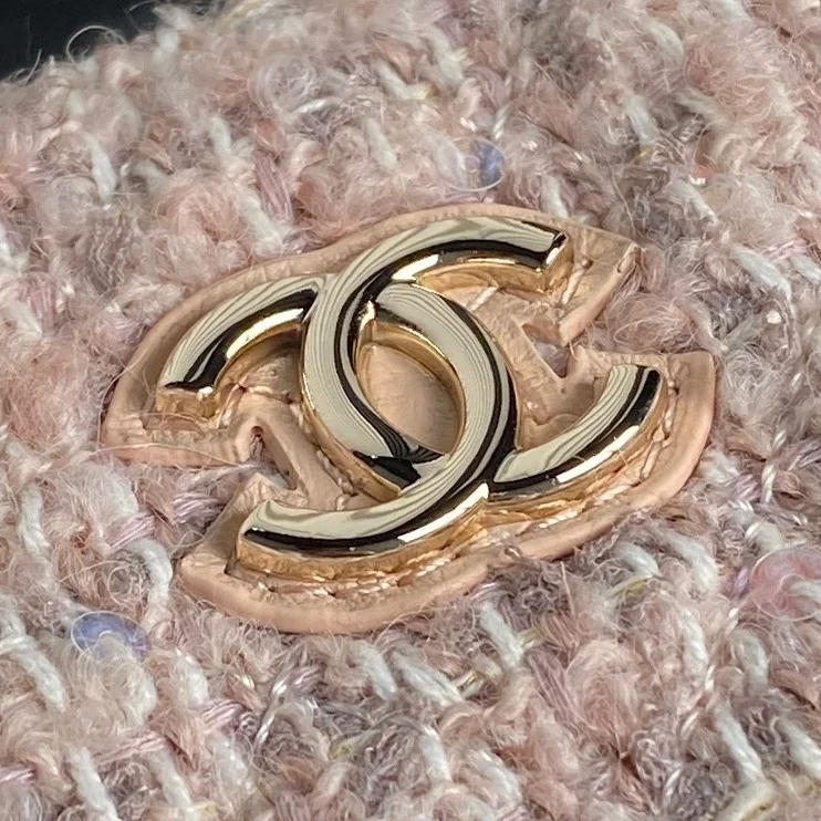 Chanel 24B Cc Quilted Chain Top Handle Pink Tweed / Sequin Bag product view 5