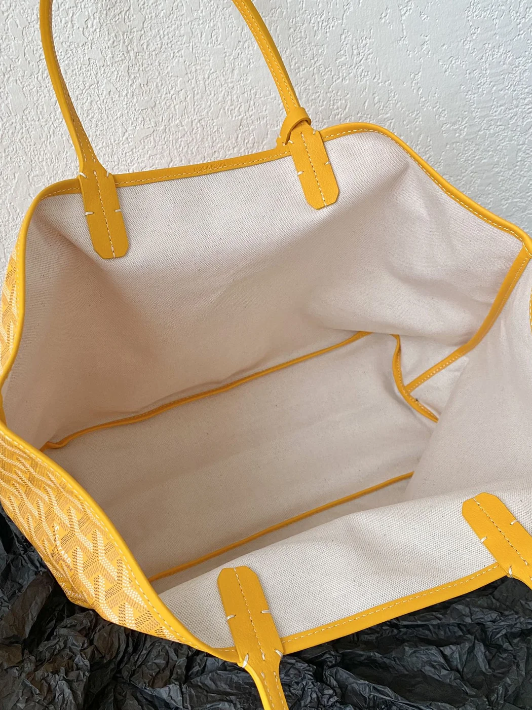 Goyard Yellow Goyardine Canvas  Chevroches Calfskin Saint Louis PM Tote product view 5