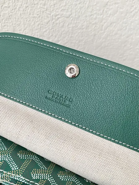 Goyard Green Goyardine Canvas  Chevroches Calfskin Saint Louis PM Tote product view 4