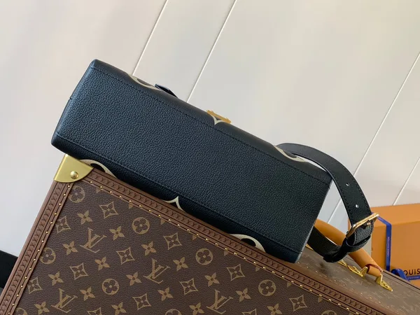 Louis Vuitton Madeleine 30 In Black Mix White Monogram Calfskin Embossed Logo Bag product view 7