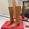 Valentino Women Tan Leather Mid-Calf Boots product view 3
