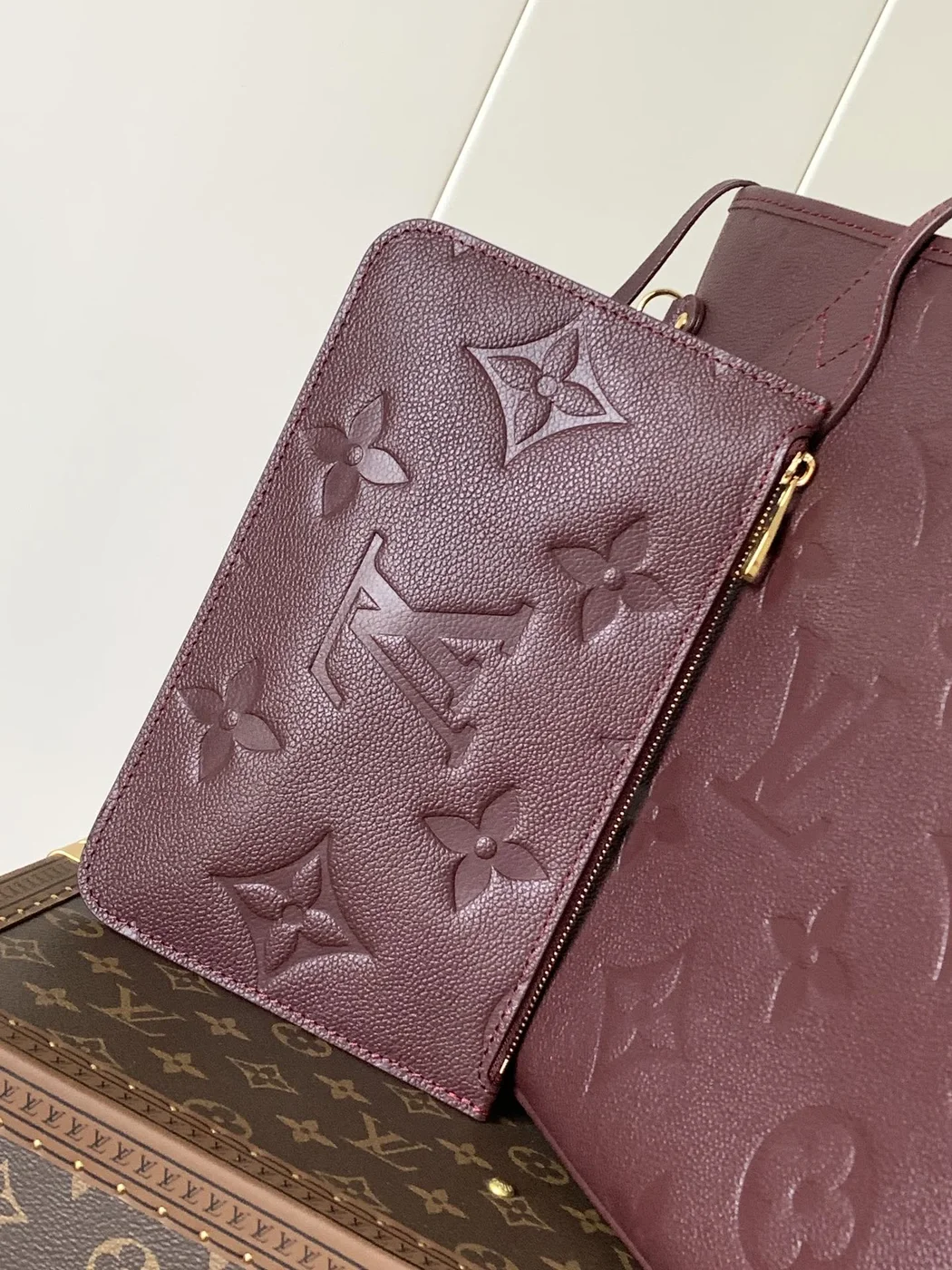 Louis Vuitton Neverfull MM Burgundy Monogram Empreinte Leather Bag product view 5