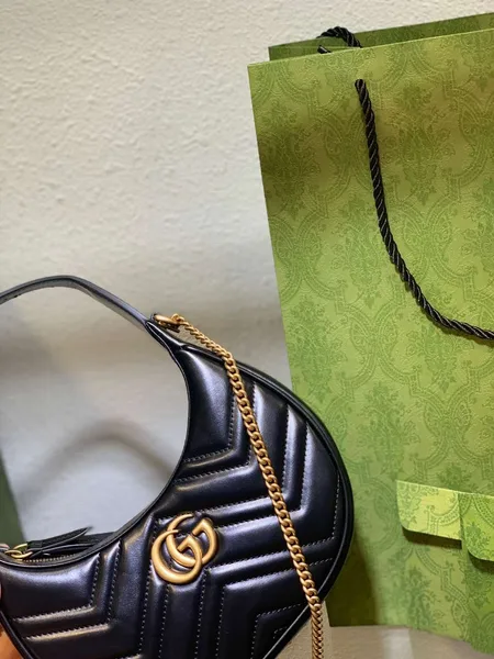 Gucci GG Marmont Half Moon Handbag Black 24 cm product view 5
