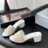 Chanel Women Beige Woven Fabric Slides product view 2