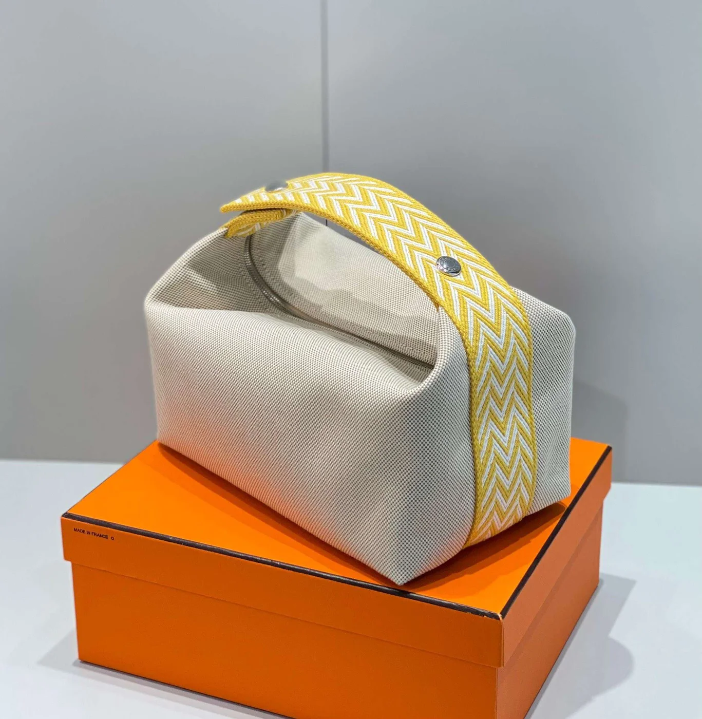 Hermès Bride A Brac PM Clutch Bag Yellow Fabric 12x20x10cm product view 7