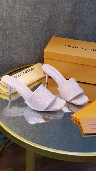 Louis Vuitton Style Embossed Mule Heels product view 2