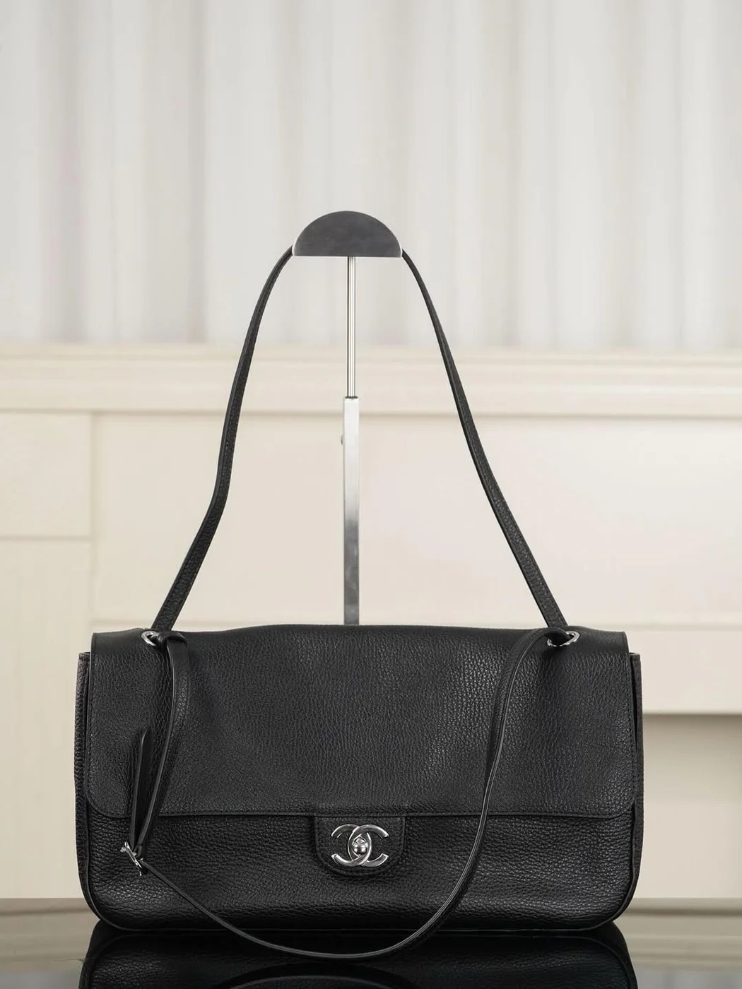 Chanel Maxi Flap 32 Black Silver Hradware Bag product view 4