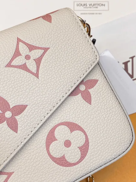 Louis Vuitton Félicie Pochette Bag — Cream with Red Monogram product view 4
