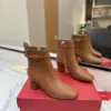 Valentino Women Brown Leather Ankle Boots product view 1