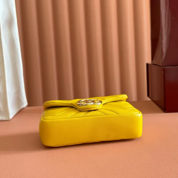 Gucci GG Marmont Bag 16 In Yellow Lambskin product view 3