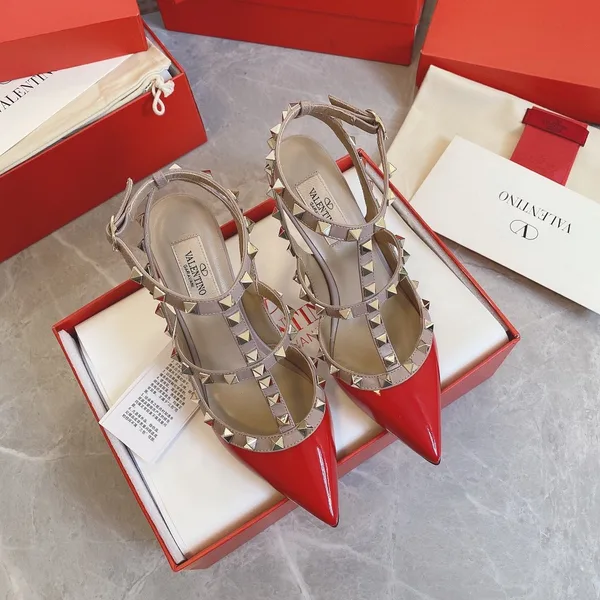 Valentino Women Red Patent Leather Studded Heels product view 2