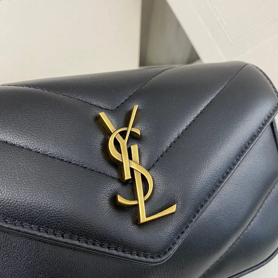Saint Laurent Loulou medium in Matelassé Lambskin Black Bag product view 4