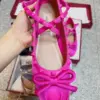 Valentino Women Pink Satin Bow Strap Flats product view 4