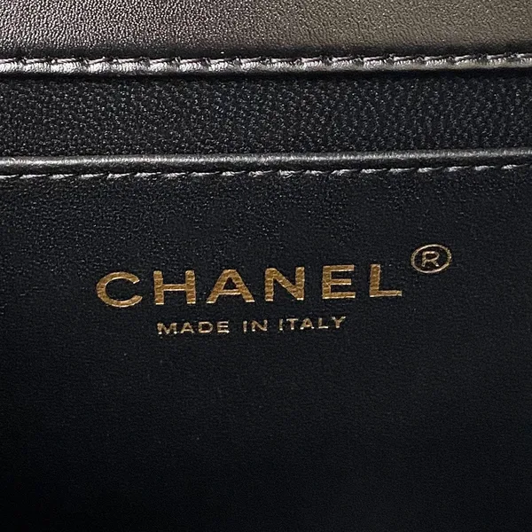 Chanel Flap Bag 22 In Black Calfskin With Double Gold Ball product view 3