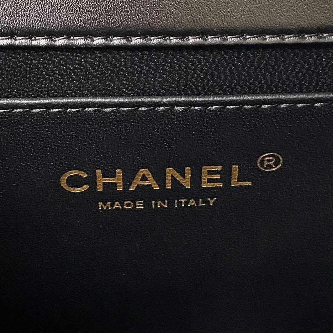 Chanel Flap Bag 22 In Black Calfskin With Double Gold Ball product view 3