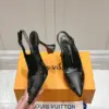 Louis Vuitton Women Black Patterned Leather Heels product view 3