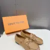 Louis Vuitton Women Beige Leather Loafers product view 3