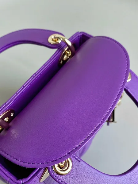 Dior Lady Mini Women’s Handbag Purple Cowhide 17 cm product view 6