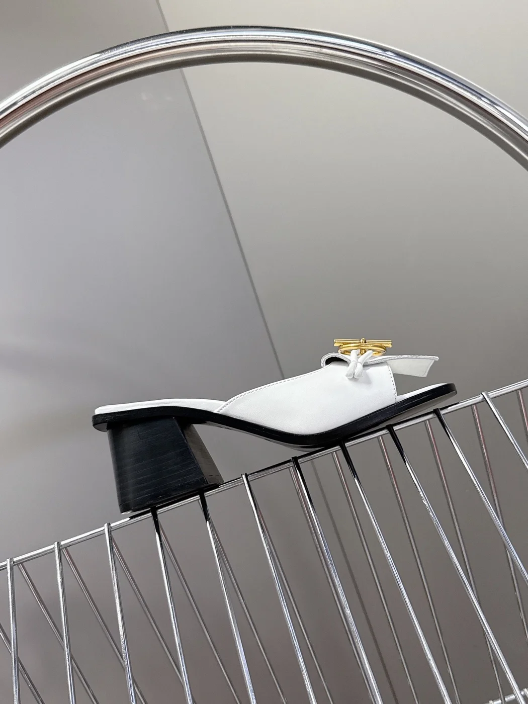 Hermès Women White Leather Heels product view 6