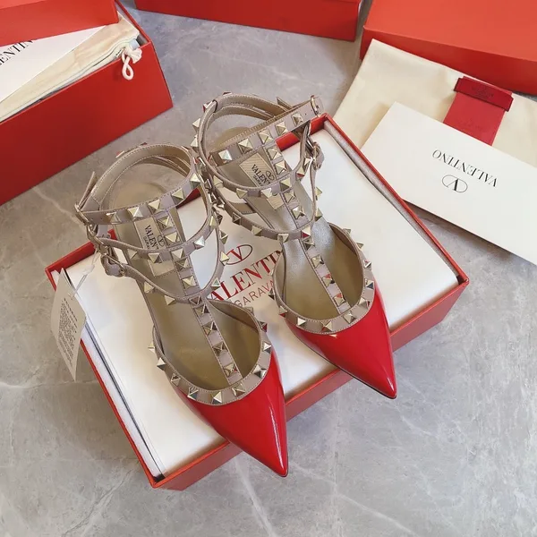 Valentino Women Red Patent Leather Studded Heels product photo