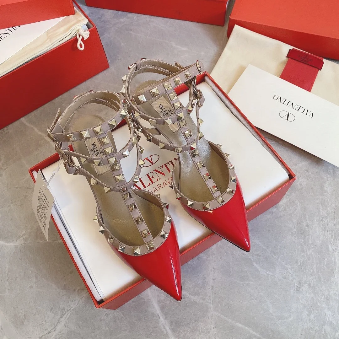 Valentino Women Red Patent Leather Studded Heels product view 1