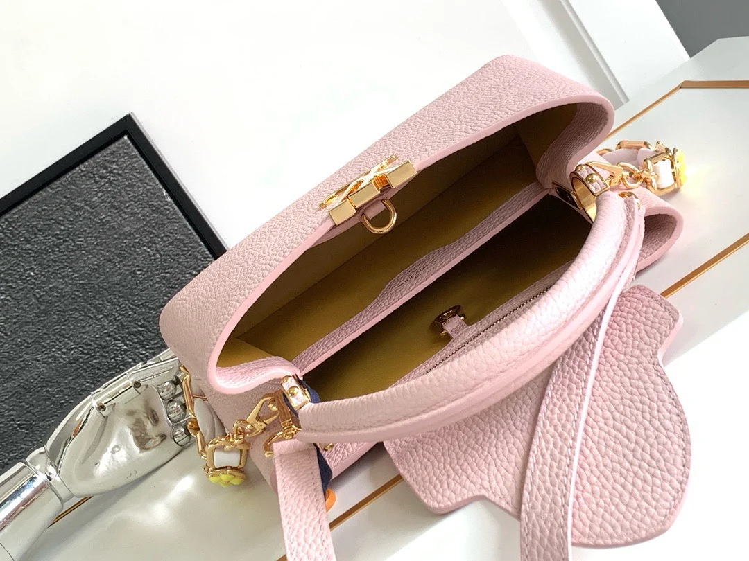 Louis Vuitton Capucines BB Pink Handbags Lock Gold 27x18x9cm product view 6