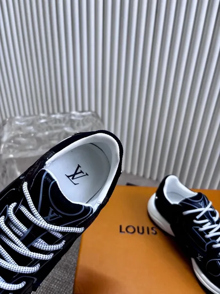 Louis Vuitton Women Black Mesh Leather Sneakers product view 2