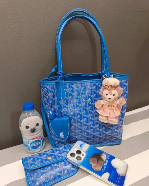 Goyard mini anjou bag blue leather product view 1