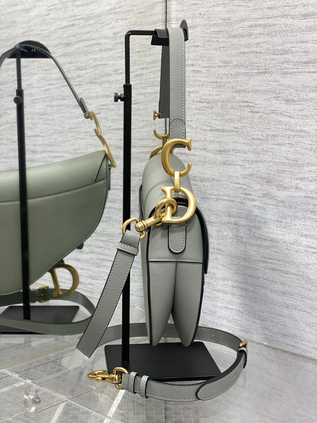 Dior Saddle Bag in Stone Gray Gold Hardware product view 4