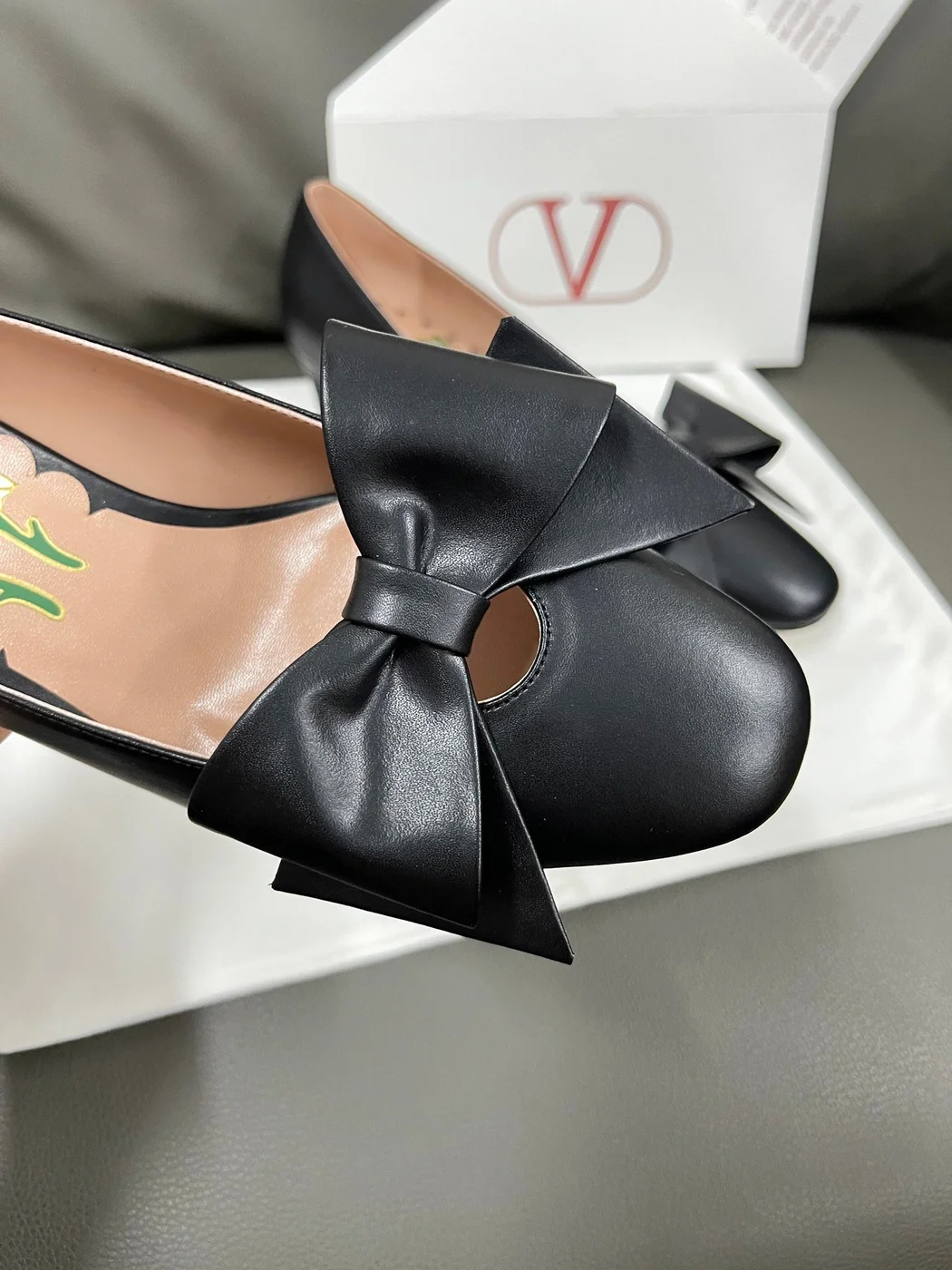 Valentino Women Black Leather Bow Detail Flats product view 6