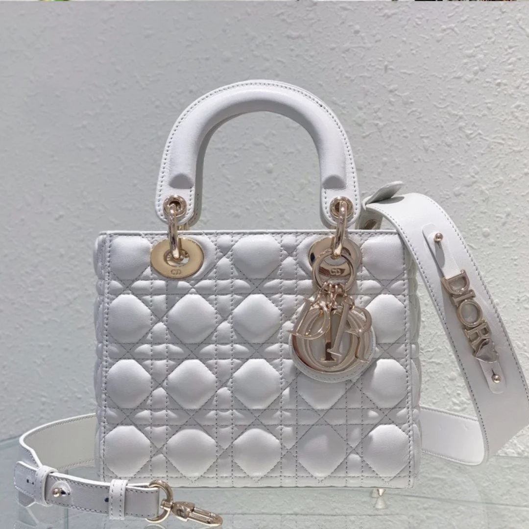 Dior Lady Abc High-end Women’s Handbag White Soft Leather 20 cm product view 1