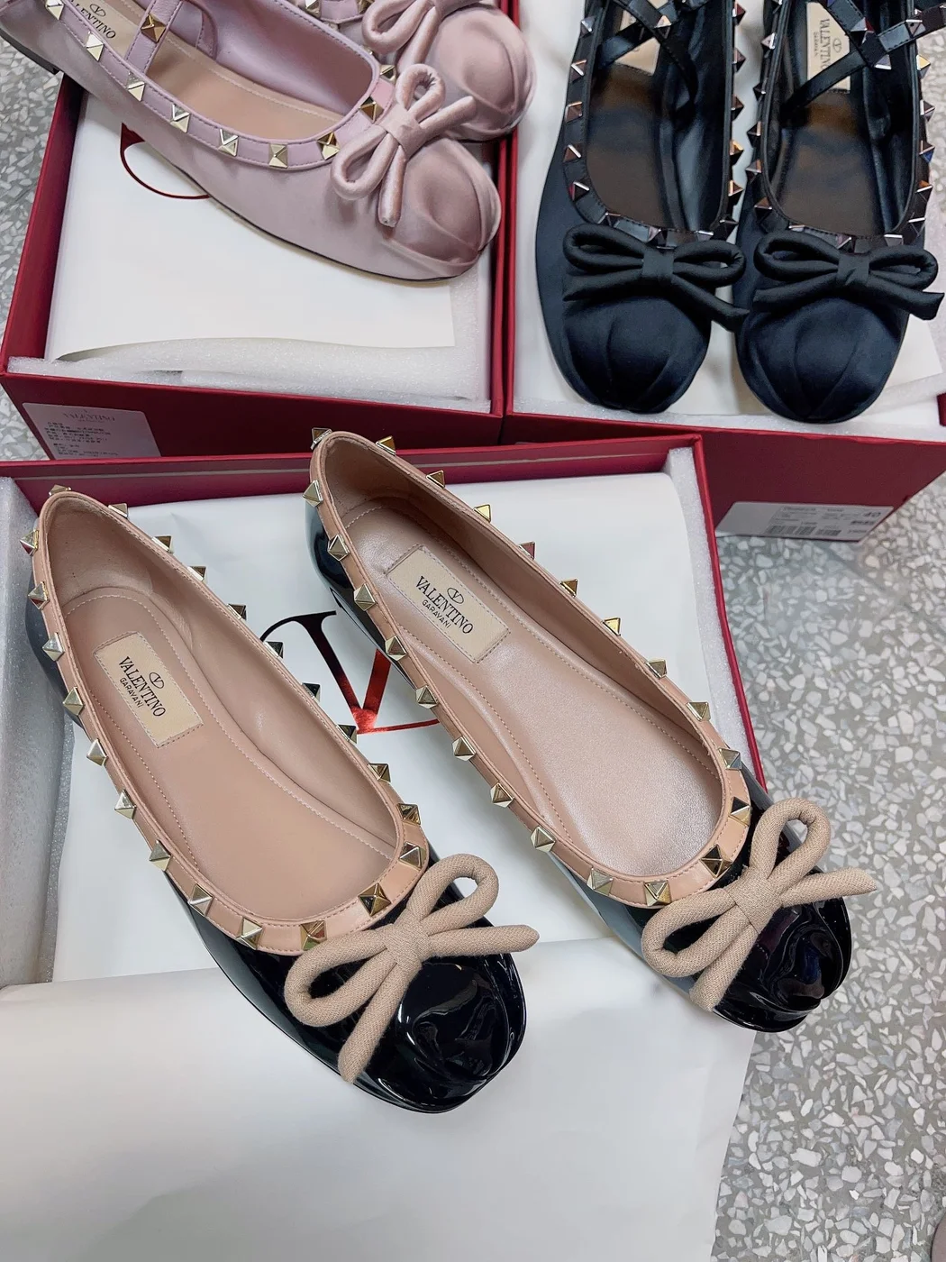 Valentino Women Black Patent Leather Studded Flats product view 6