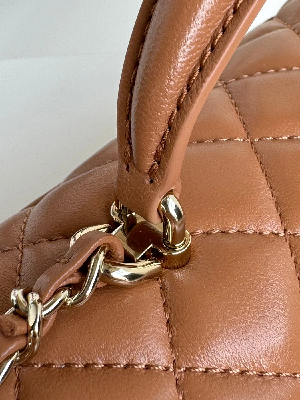 Chanel Flap Bag 20 In Bronze Brown Lambskin With Handle product view 7