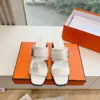 Hermès Women White Leather Buckle Sandals product view 1