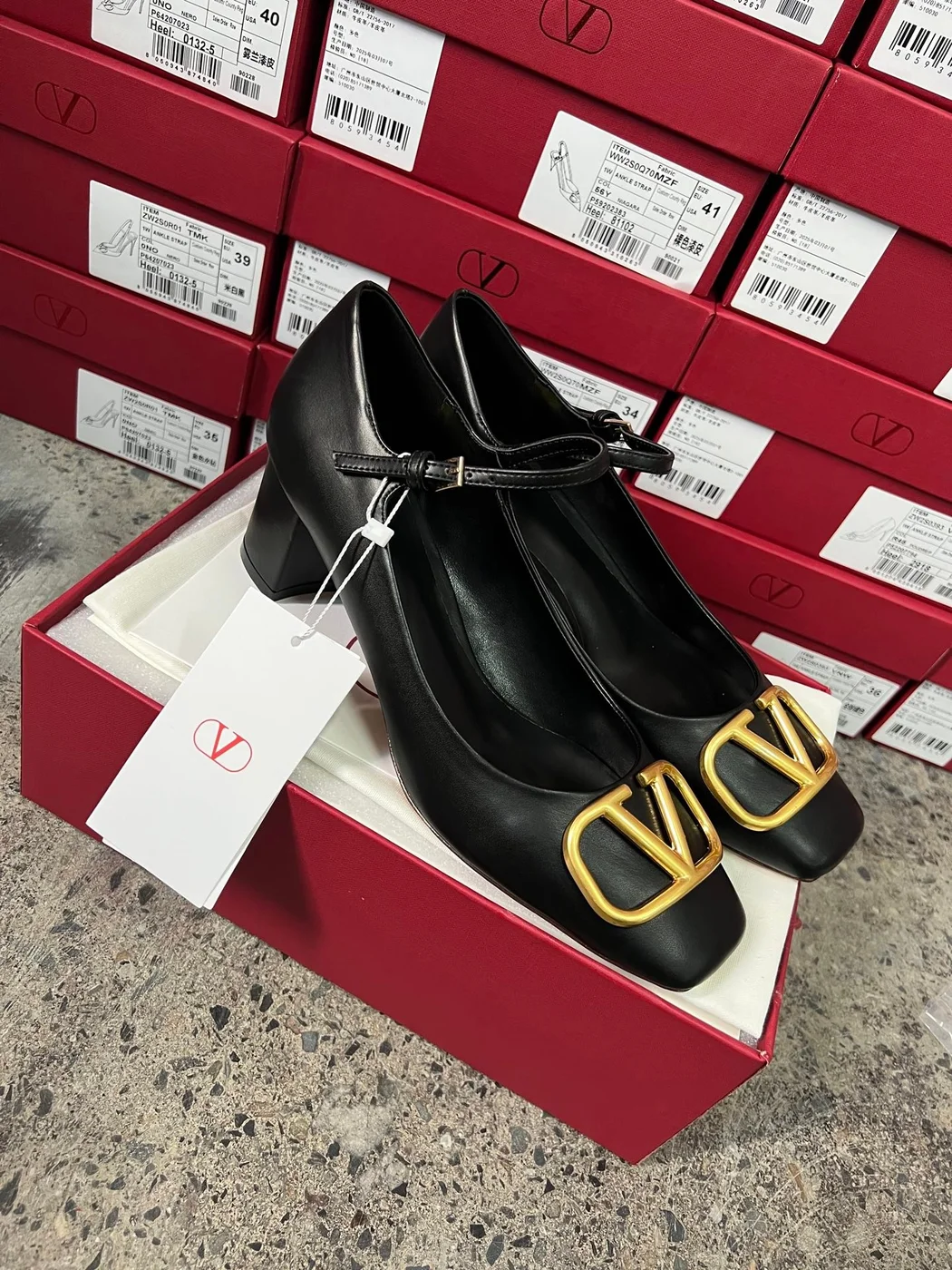 Valentino Women Black Leather Heels product view 5