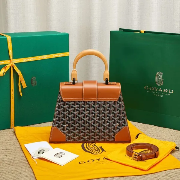 Goyard Saigon Brown Handbag With Wooden Handle 28 cm product view 5
