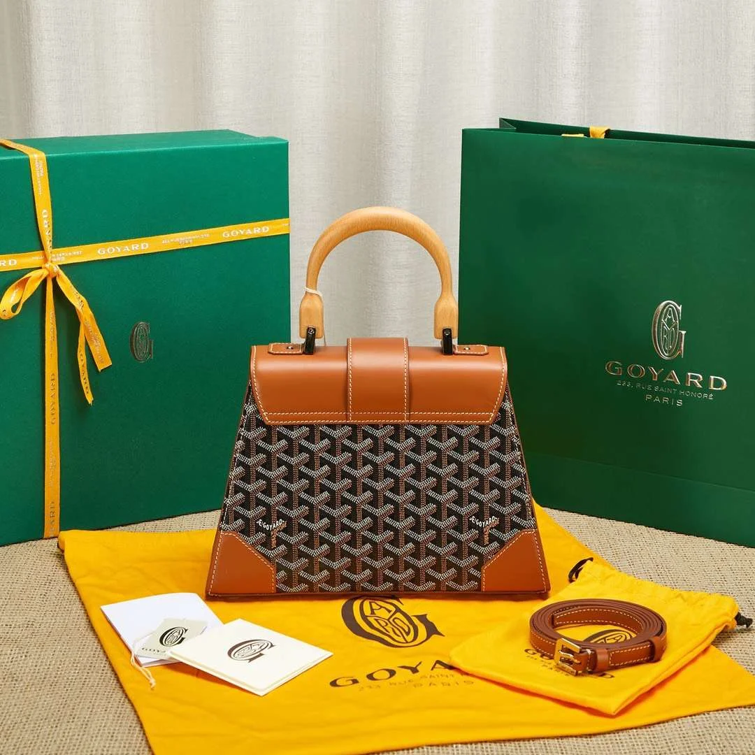 Goyard Saigon Brown Handbag With Wooden Handle 28 cm product view 5