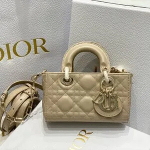 Dior Branded Women’s Handbag D-Joy Mini Bag Beige 16.5x6x10cm product view 4