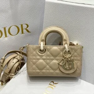Dior Branded Women’s Handbag D-Joy Mini Bag Beige 16.5x6x10cm product view 4