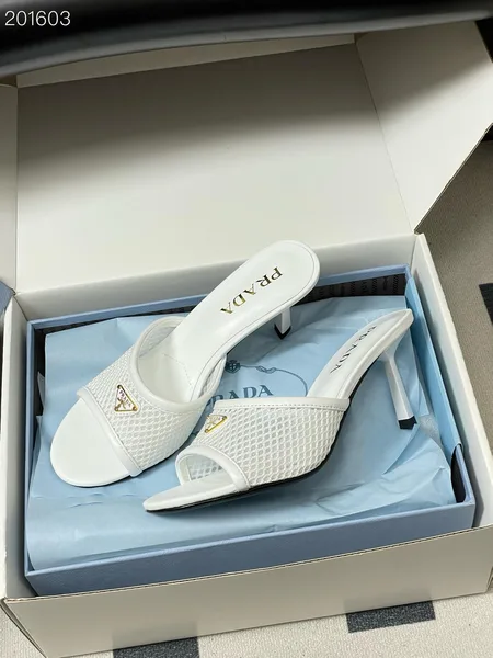 Prada Heeled Slides White product view 1