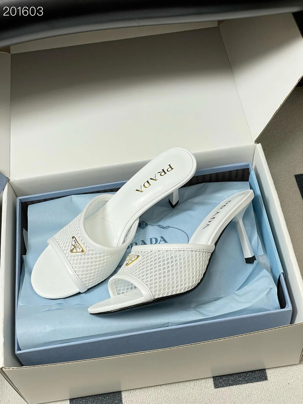 Prada Heeled Slides White product view 1
