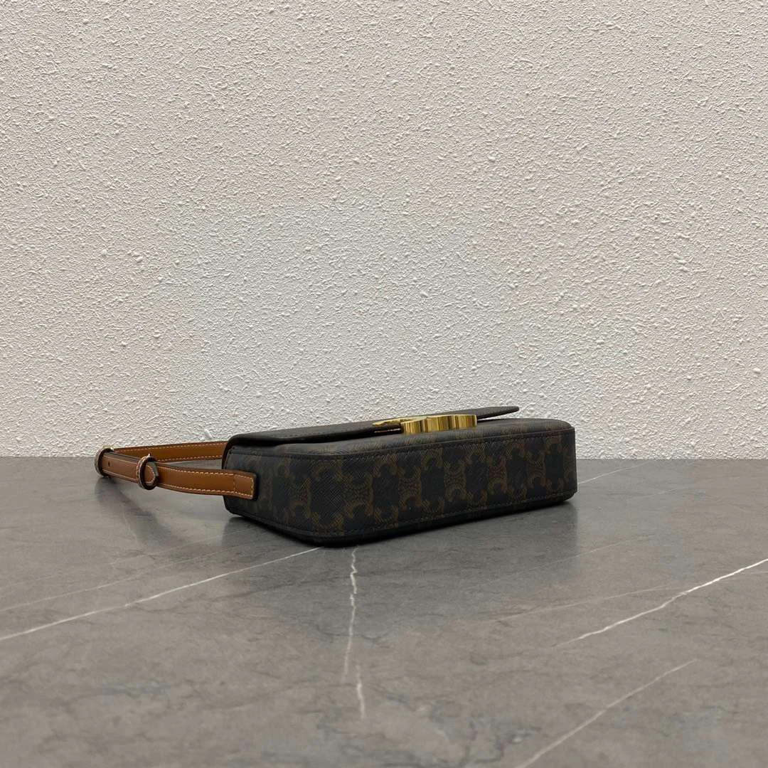 Celine Triomphe Handbag Printed Logo Smooth Leather 20x12cm product view 6