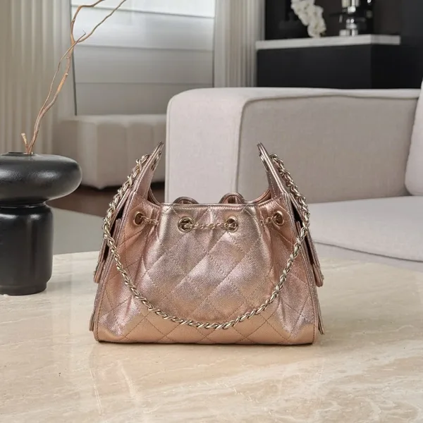 Chanel 25 Bag Mini Rose Gold Caviar Leather product view 2