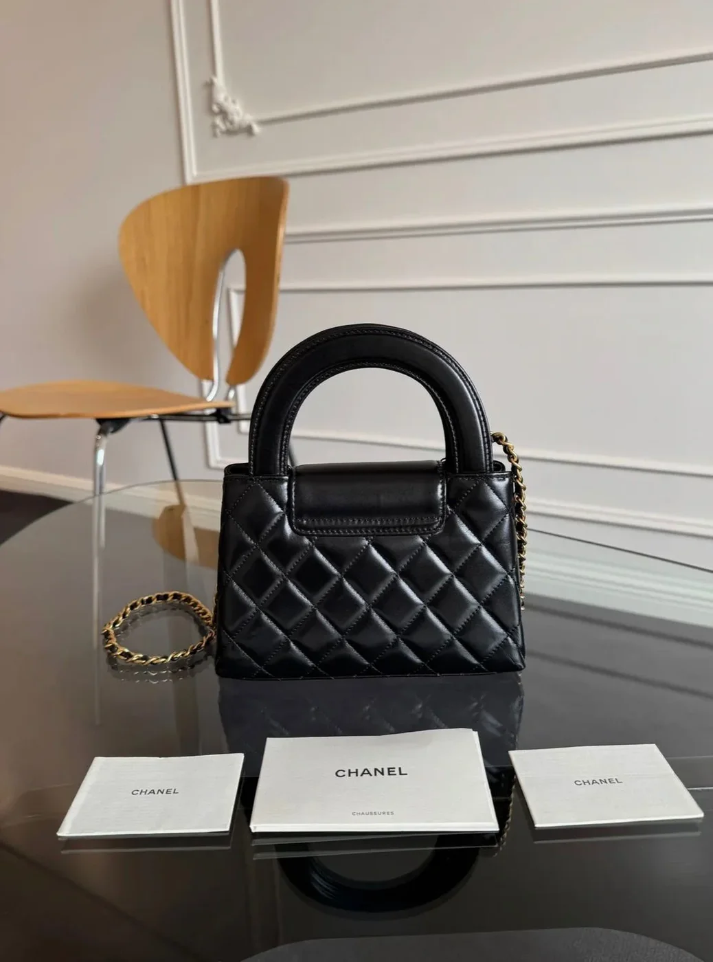Chanel Kelly Mini Shopping Bag Black product view 3