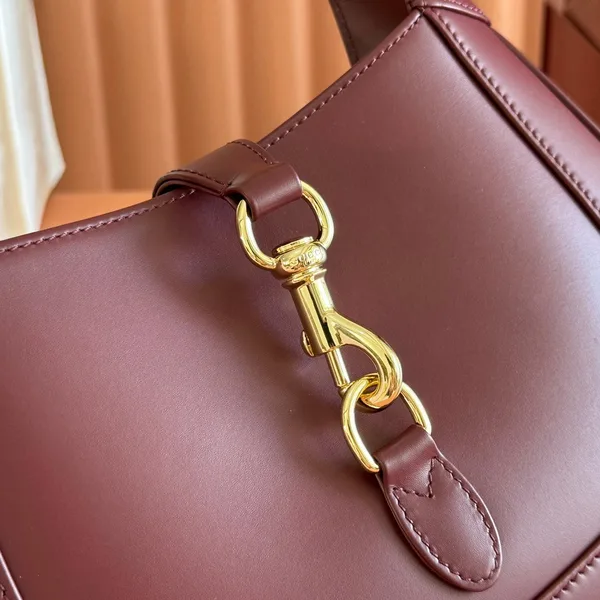 Gucci Jackie Small Shoulder Bag 27 In Burgundy Red Calfskin Gold Hardware product view 5