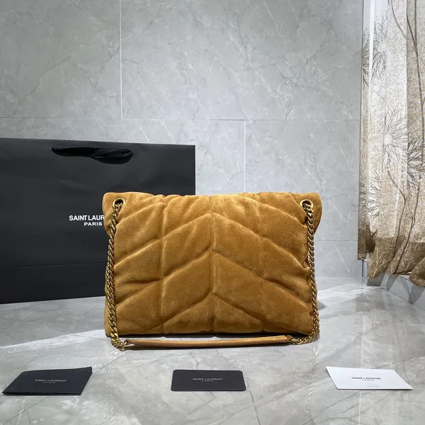 Saint Laurent Puffer Toy quilted leather-trimmed suede shoulder bag product view 3