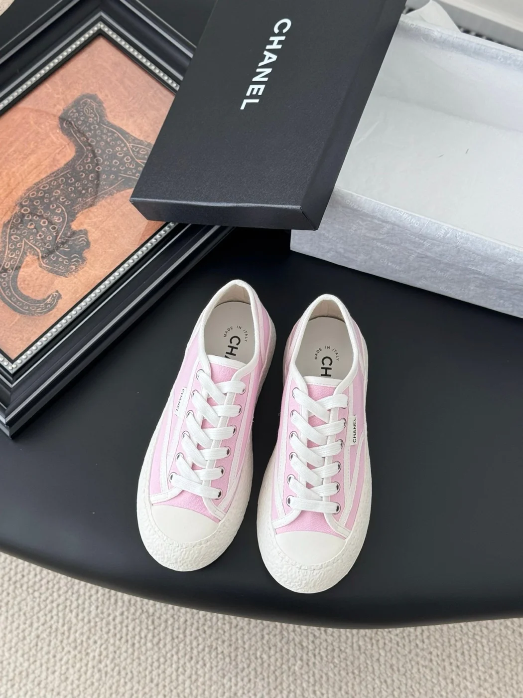 Chanel Women Pink Canvas Casual Sneakers product view 1